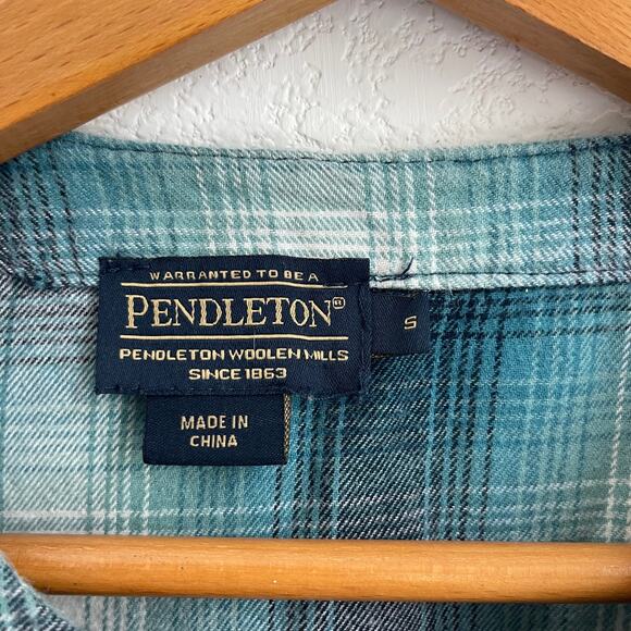 Pendleton Women’s Blue Black Plaid 100% Cotton Button Down Pajama Top Size Small - Picture 3 of 8